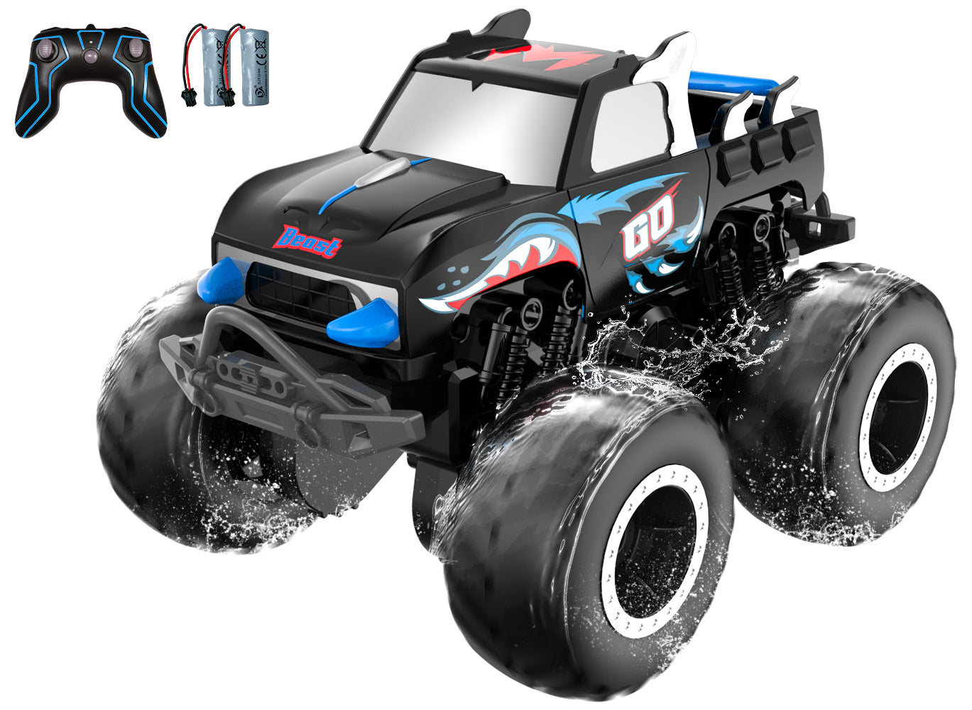 STEMTRON Amphibious Remote Control Car 1:20 All Terrain Off-Road Waterproof RC Monster Truck(Blue)-EXHOBBY LIMITED.