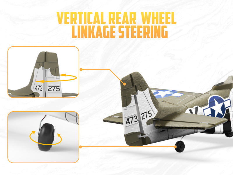 VOLANTEXRC 500mm P-51D Mustang (76802) PNP sans radio, batterie et chargeur