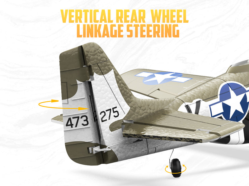 VOLANTEXRC 500mm P-51D Mustang (76802) PNP sans radio, batterie et chargeur