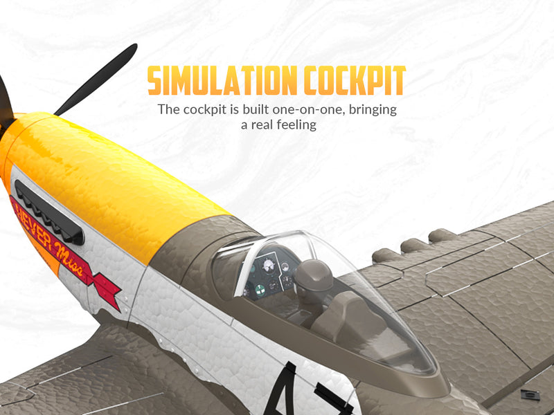 VOLANTEXRC 500mm P-51D Mustang (76802) PNP sans radio, batterie et chargeur