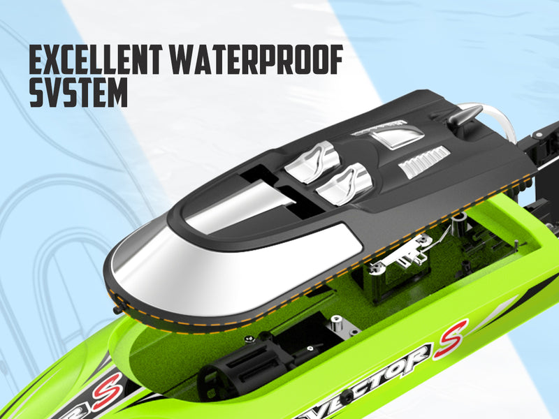 VOLANTEXRC Vector S Bateau RC à grande vitesse avec fonction de redressement automatique et de marche arrière pour piscine et lac (797-4 Vert)