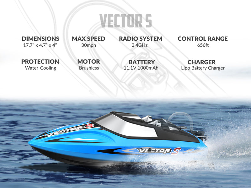 VOLANTEXRC Vector S Bateau RC à grande vitesse avec fonction de redressement automatique et d'inversion pour piscine et lac (797-4 Blue)