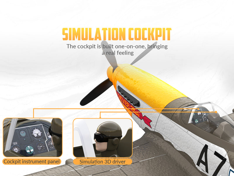 VOLANTEXRC 500mm P-51D Mustang (76802) PNP sans radio, batterie et chargeur
