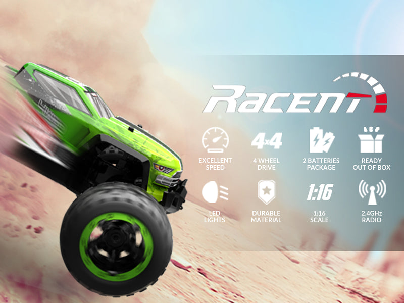 RACENT 1:16 Tornado 30MPH High Speed 4WD 2.4 GHz RC Monster Truck (785-7)