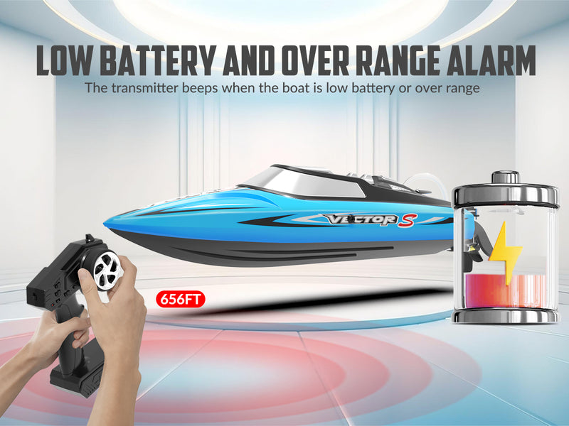 VOLANTEXRC Vector S Bateau RC à grande vitesse avec fonction de redressement automatique et d'inversion pour piscine et lac (797-4 Blue)