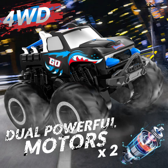 STEMTRON Amphibious Remote Control Car 1:20 All Terrain Off-Road Waterproof RC Monster Truck(Blue)-EXHOBBY LIMITED.