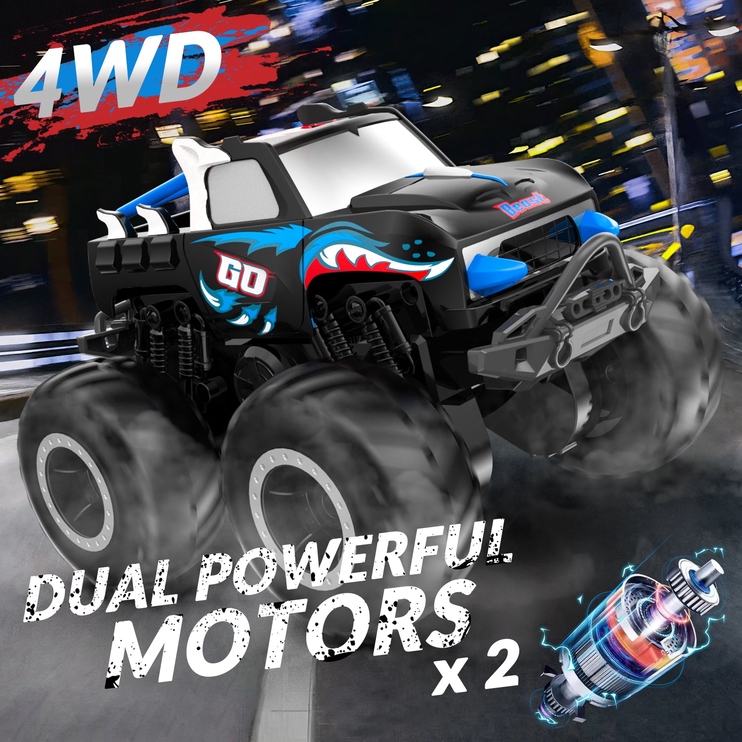 STEMTRON Amphibious Remote Control Car 1:20 All Terrain Off-Road Waterproof RC Monster Truck(Blue)-EXHOBBY LIMITED.