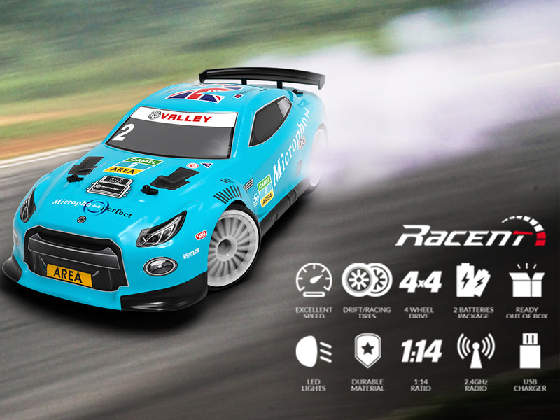 Racent Télécommande Drift Car 2.4Ghz Échelle 1:14 RC Sport Racing Cars 4WD RTR Haute Vitesse RC Véhicule avec Lumières LED