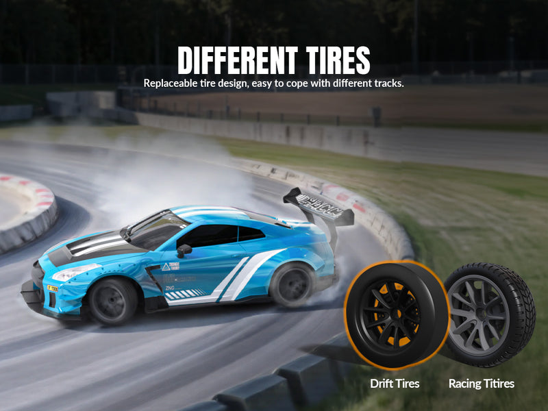 RACENT 1:20 RC Drift Car 4WD, LED Light, 2 Batteries Blue