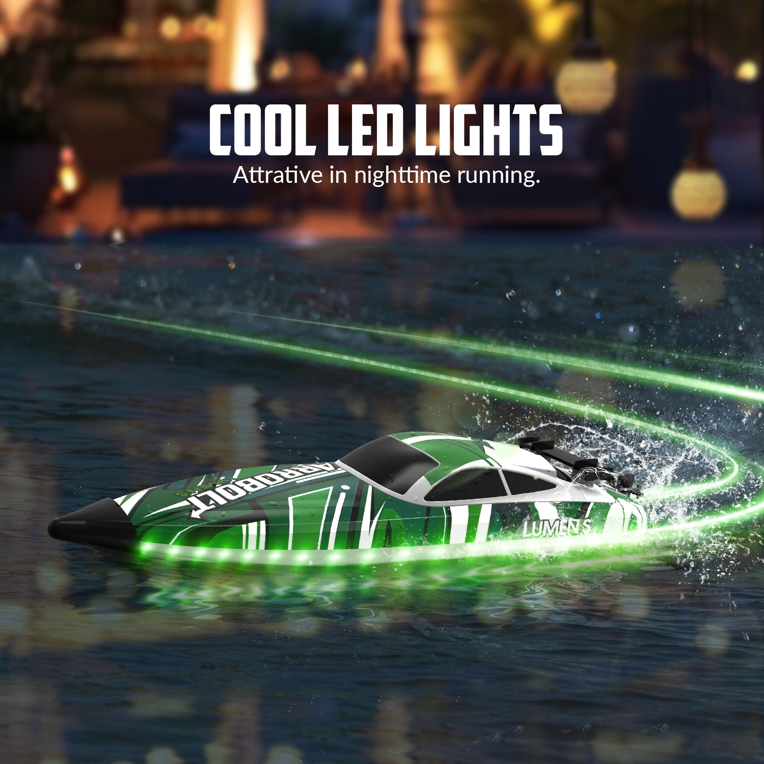 VOLANTEXRC Arrobolt Lumen S Brushless 35+MPH Full Proportional Boat GREEN (79706)-EXHOBBY LIMITED.