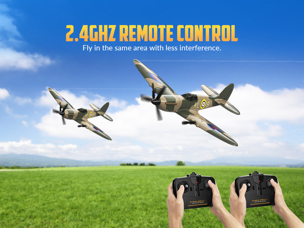 VOLANTEXRC 76205 Spitfire RC Plane RTF - 400mm 3CH WWII Warbird with XPilot Gyro Stabilizer