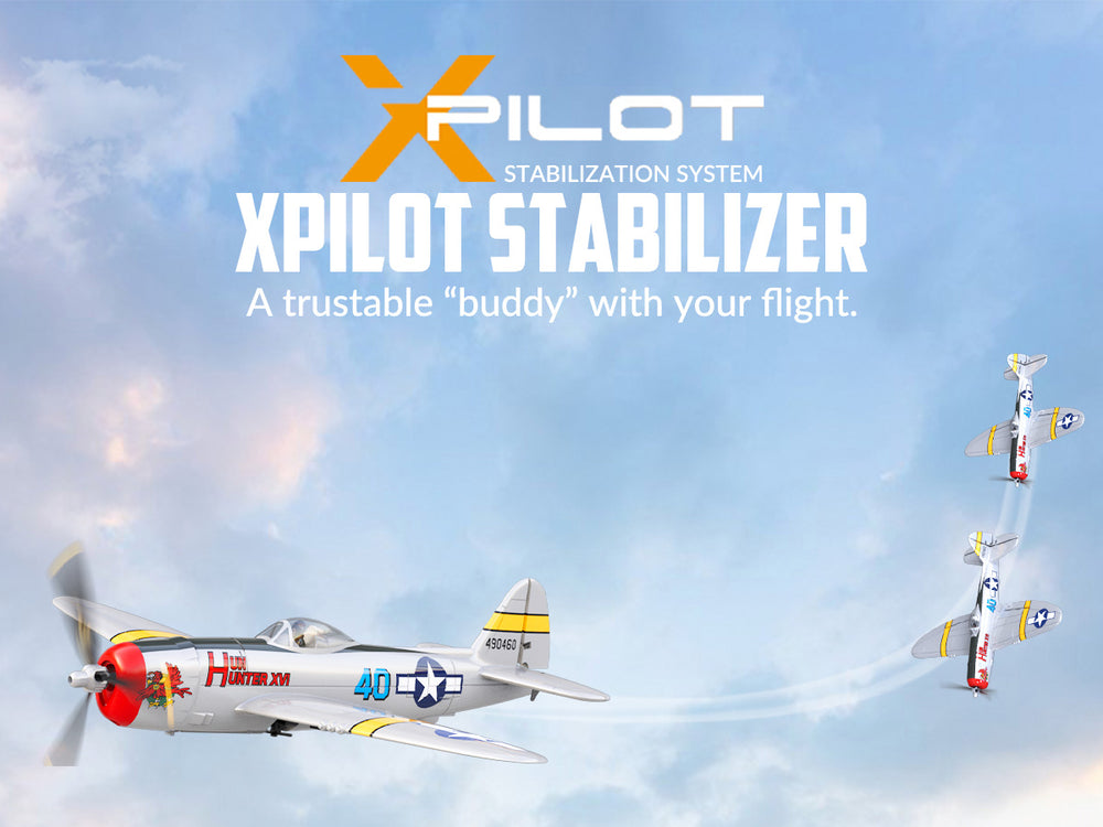 VOLANTEXRC P47 Thunderbolt RC Plane RTF - 4CH Warbird with Gyro & Dual-Alarms (2 Batteries)