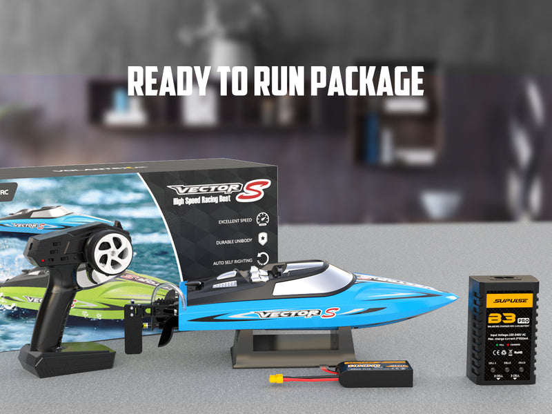 VOLANTEXRC VectorS Brushless High Speed RC Boat Self Righting for Lake 79704 Blue
