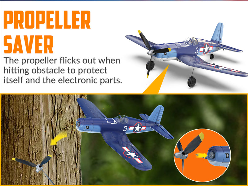 VOLANTEXRC Corsair F4U V2 (RTF) 4CH 400mm with One key Aerobatic (15.7'') 76108