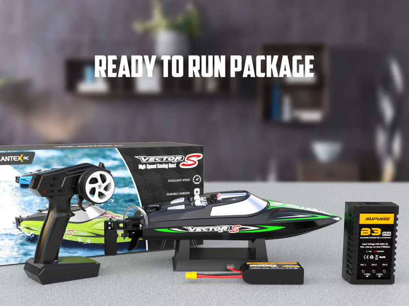 VOLANTEXRC Vector S Bateau RC à grande vitesse avec fonction de redressement automatique et d'inversion pour piscine et lac (797-4 Noir)