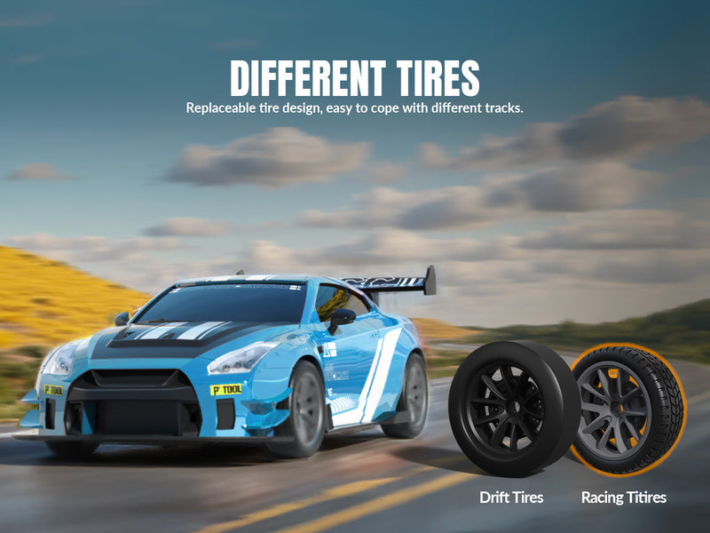 RACENT 1:20 RC Drift Car 4WD, LED Light, 2 Batteries Blue