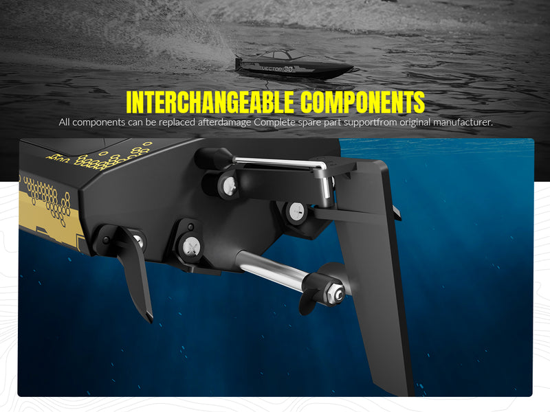 VOLANTEXRC Vector S Bateau RC à grande vitesse avec fonction de redressement automatique et d'inversion pour piscine et lac (797-4 Noir)