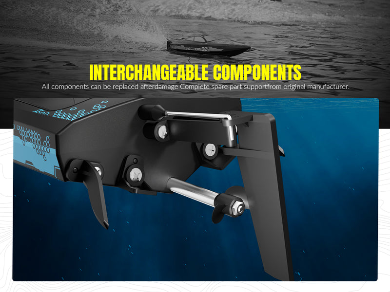 VOLANTEXRC Vector S Bateau RC à grande vitesse avec fonction de redressement automatique et d'inversion pour piscine et lac (797-4 Noir)