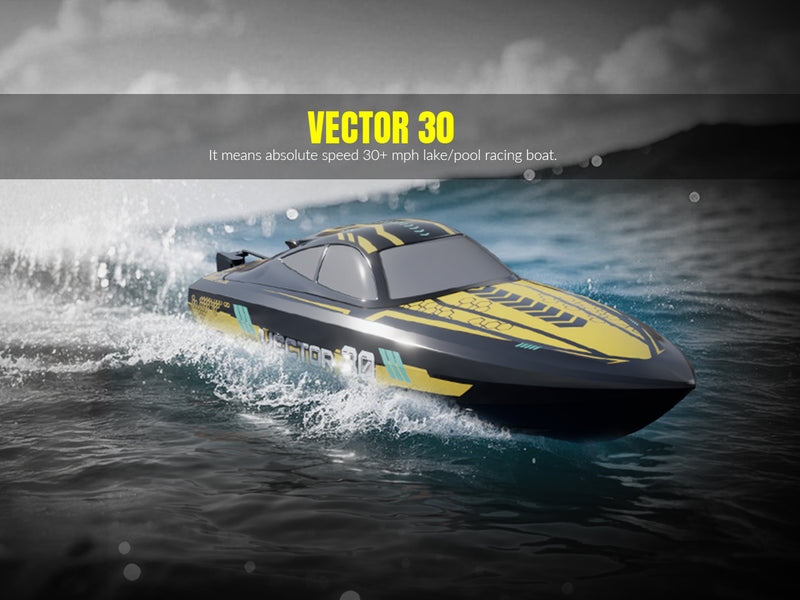 VOLANTEXRC Vector S Bateau RC à grande vitesse avec fonction de redressement automatique et d'inversion pour piscine et lac (797-4 Noir)
