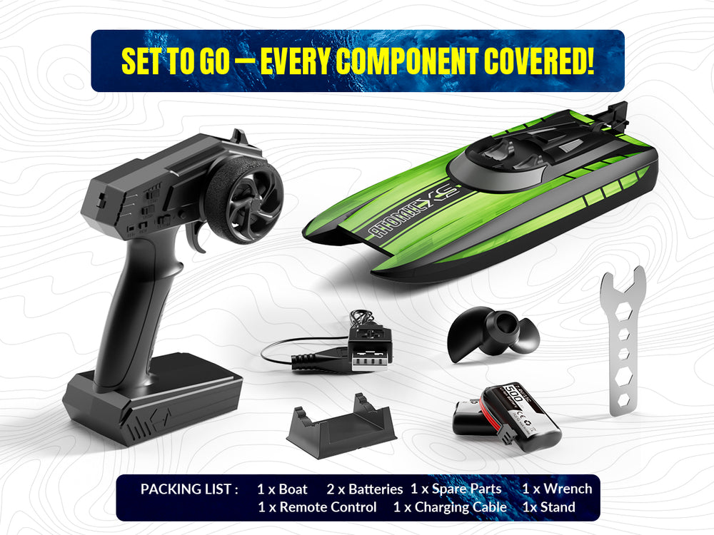 VOLANTEXRC Atomic XS 79505 Green RC Boat - 30MPH Pool Racer