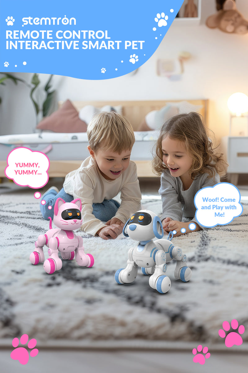 STEMTRON Programmable Remote Control & Interactive Robot Cat(Pink)