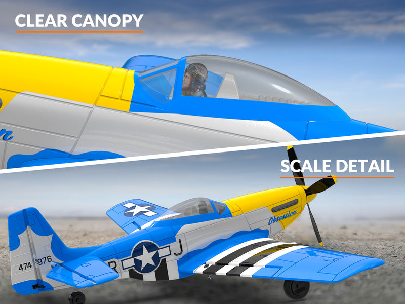 VOLANTEXRC Mustang P51 (RTF) 4CH 400mm avec Gyroscope (15.7'') 76105