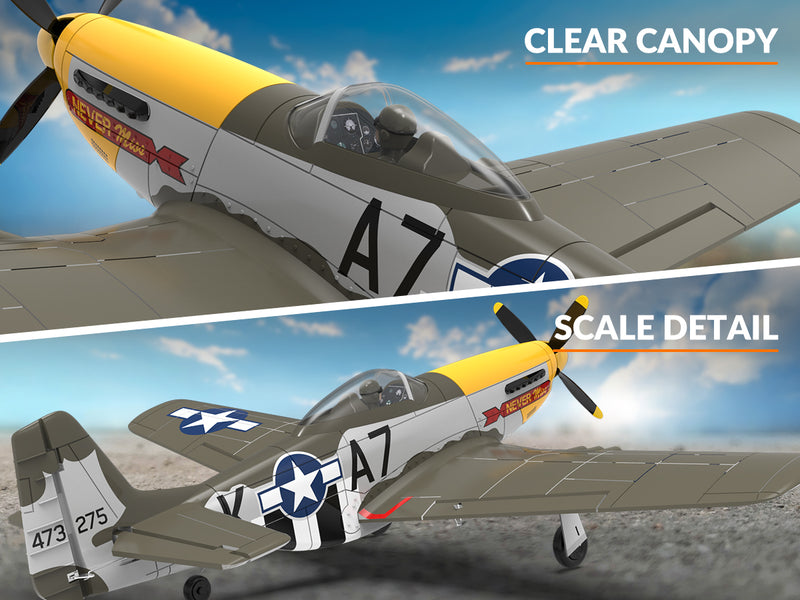 VOLANTEXRC 500MM Mustang P51 Brushless with Gyro Stabilizer 76802