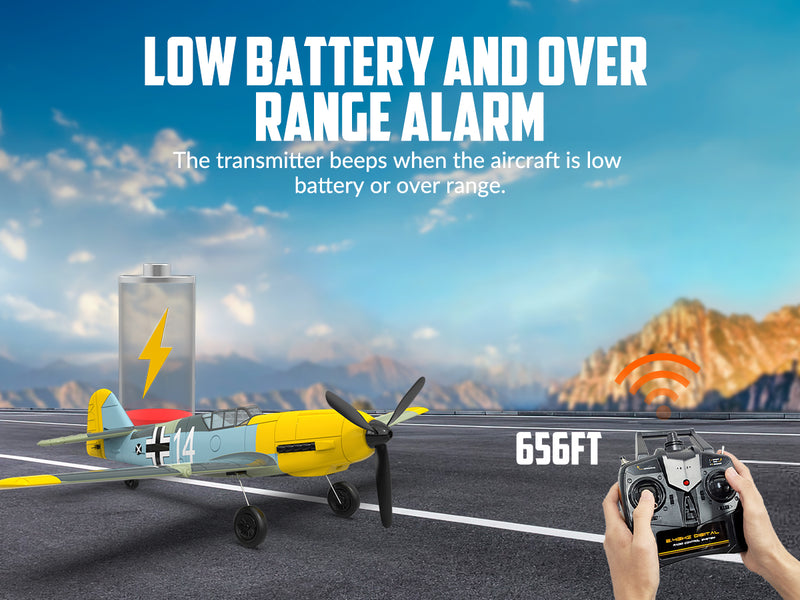 VOLANTEXRC BF 109 Avion télécommandé 4 canaux prêt à voler pour débutants avec système de stabilisation Xpilot (761-11) RTF