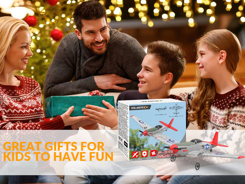 VOLANTEXRC P-51D Mustang 2-Ch avion débutant avec stabilisateur gyroscopique (762-3) RTF