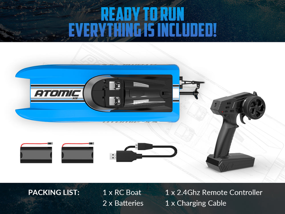 VolantexRC Atomic XS High Speed RC Boat with 2 Batteries (20+MPH)