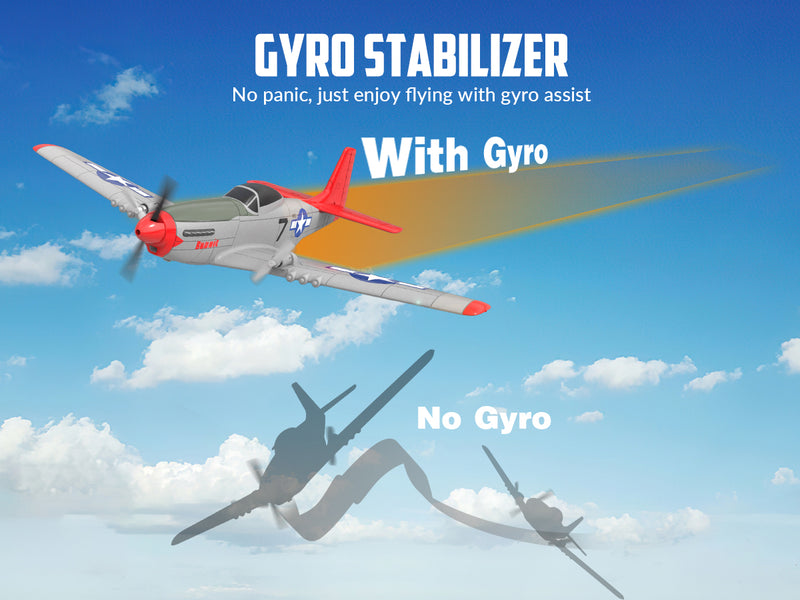 VOLANTEXRC P-51D Mustang 2-Ch avion débutant avec stabilisateur gyroscopique (762-3) RTF