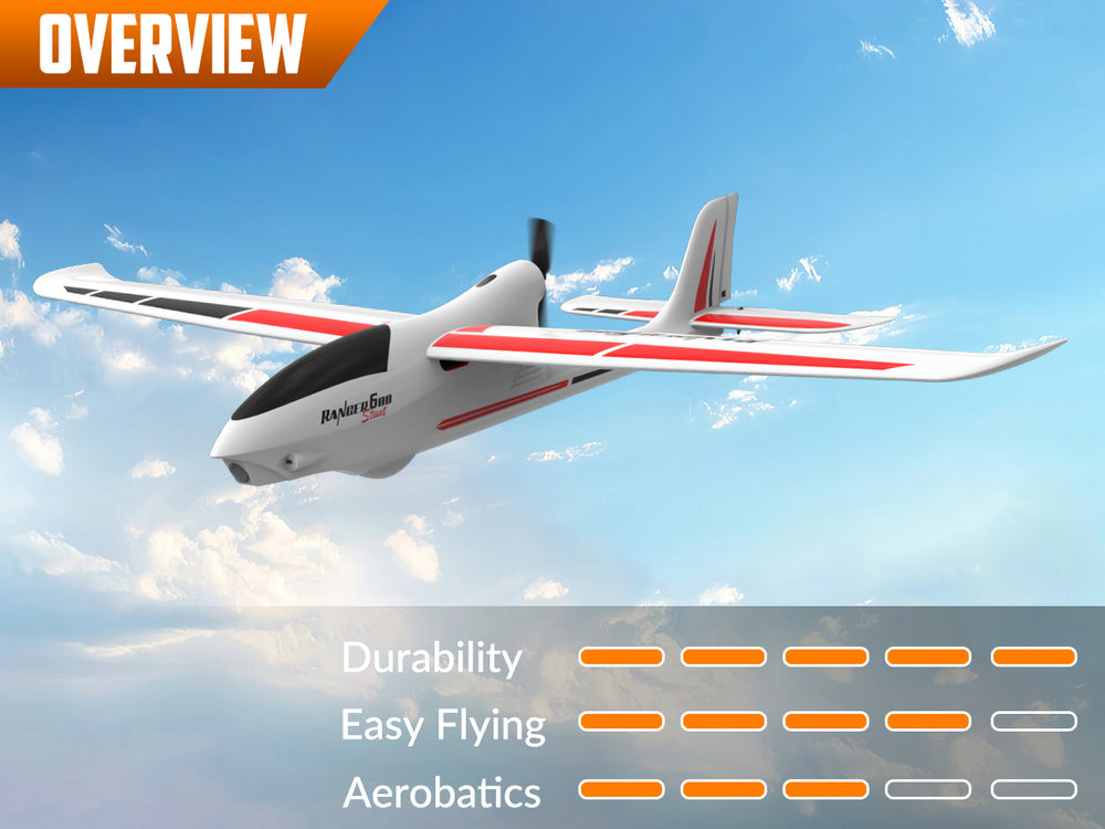 VolantexRC Ranger 600S Beginner RC Glider RTF - 4CH Stunt Plane with XPilot Stabilization