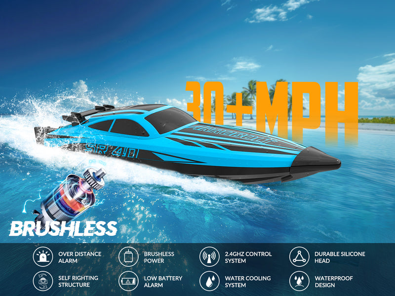 VOLANTEXRC Arrobolt SR40 Bateau RC rapide sans balais 30+MPH, bateau RC haute vitesse pour adultes (79705-bleu)