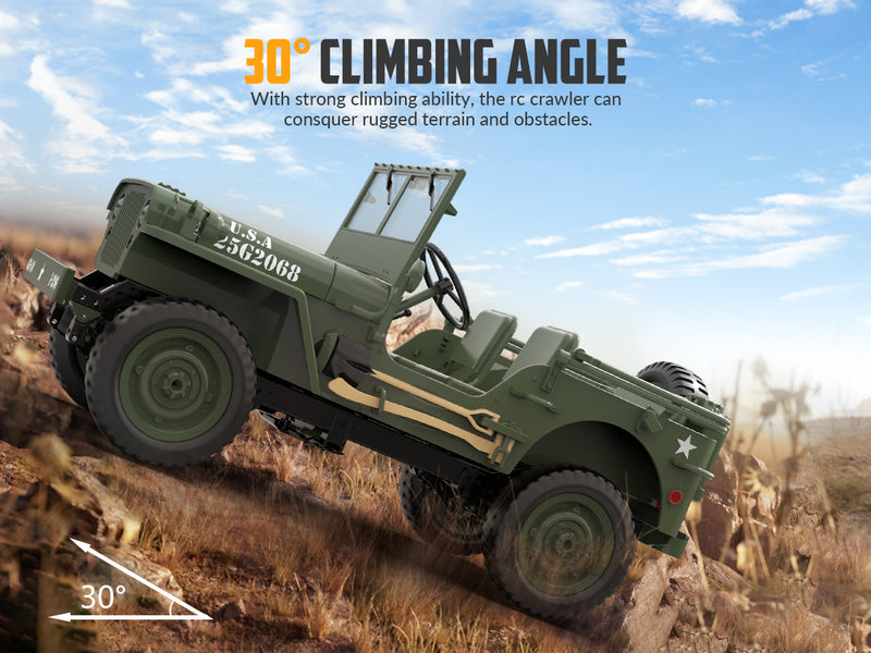 RACENT RC Crawler Simulation à l'échelle 1:10 d'une voiture tout-terrain polyvalente 2.4G 1941 Mb Scaler Willys Jeep