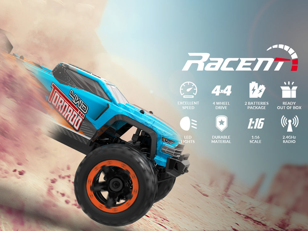 RACENT Blue Tornado 1/16 4WD Off Road RC Car 30MPH