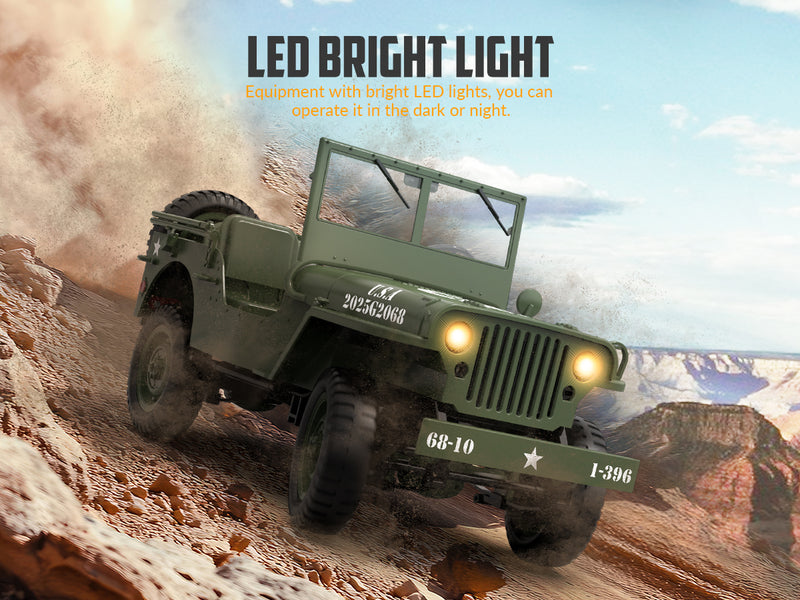 RACENT RC Crawler Simulation à l'échelle 1:10 d'une voiture tout-terrain polyvalente 2.4G 1941 Mb Scaler Willys Jeep