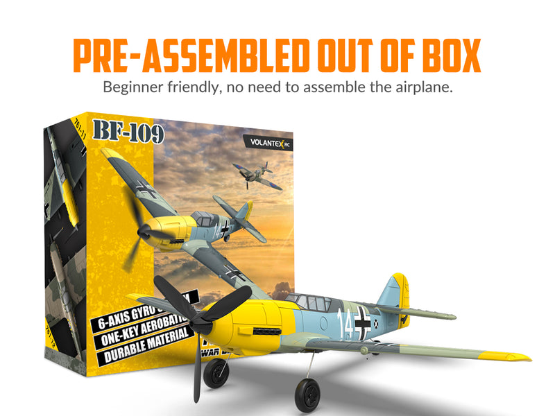 VOLANTEXRC BF 109 Avion télécommandé 4 canaux prêt à voler pour débutants avec système de stabilisation Xpilot (761-11) RTF