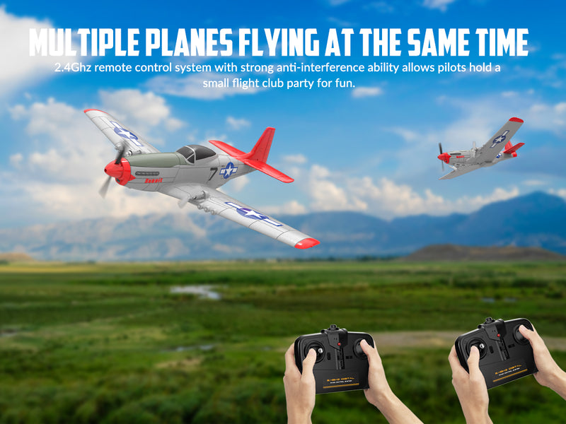 VOLANTEXRC P-51D Mustang 2-Ch avion débutant avec stabilisateur gyroscopique (762-3) RTF