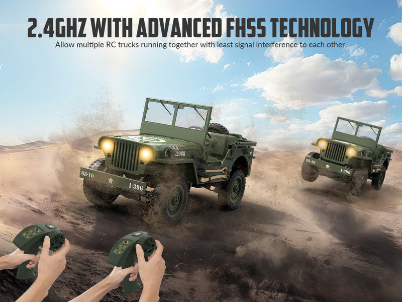 RACENT RC Crawler Simulation à l'échelle 1:10 d'une voiture tout-terrain polyvalente 2.4G 1941 Mb Scaler Willys Jeep