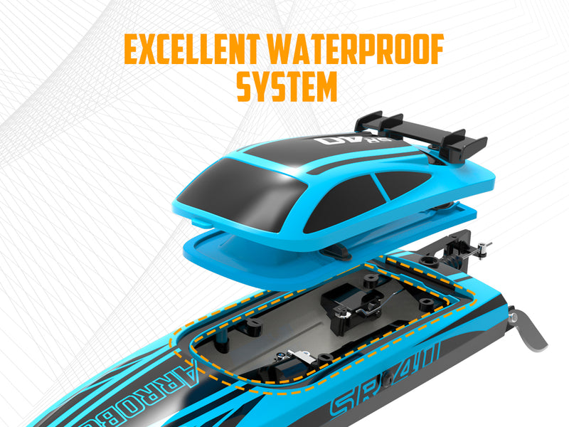 VOLANTEXRC Arrobolt SR40 Bateau RC rapide sans balais 30+MPH, bateau RC haute vitesse pour adultes (79705-bleu)