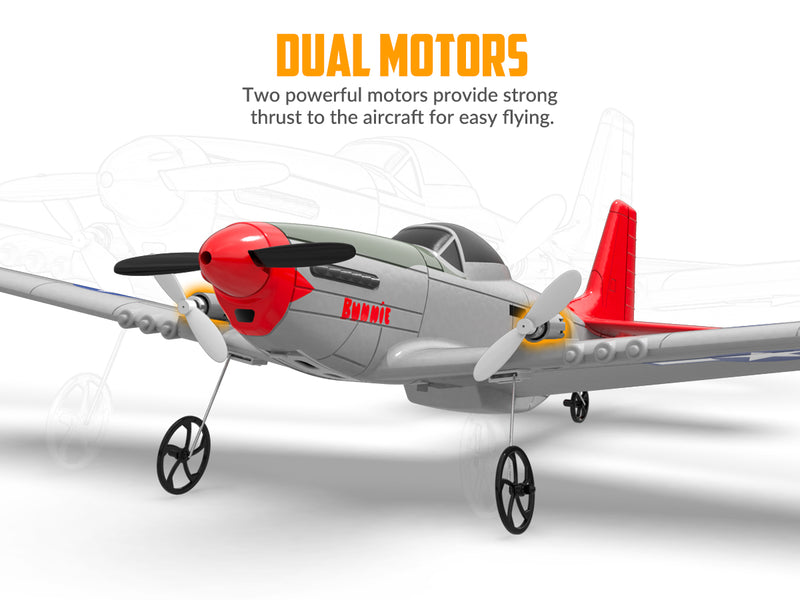 VOLANTEXRC P-51D Mustang 2-Ch avion débutant avec stabilisateur gyroscopique (762-3) RTF