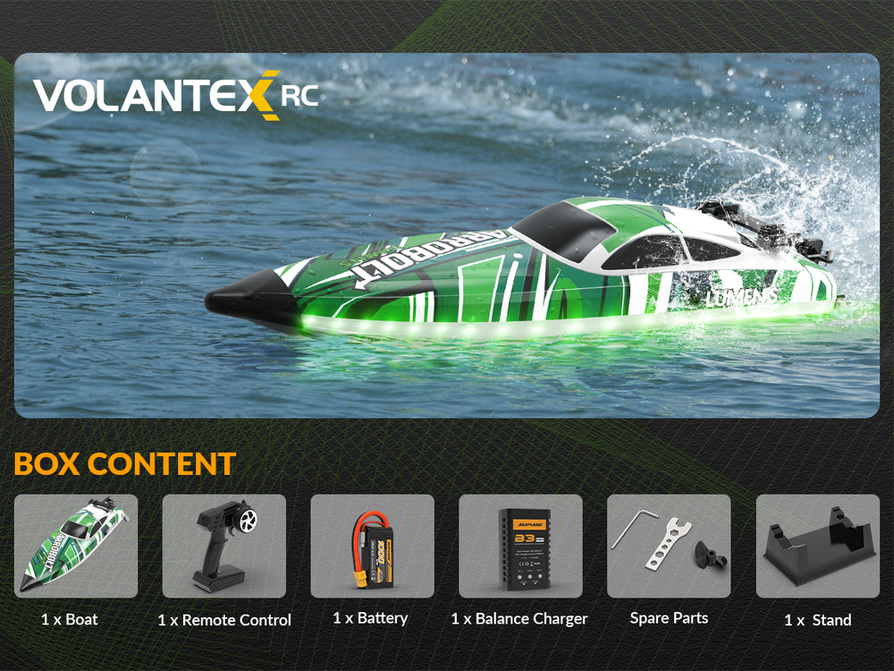 VOLANTEXRC Arrobolt Lumen S Brushless 35+MPH RC Boat with 7-Color LED