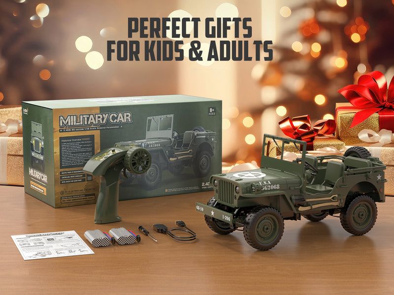 RACENT RC Crawler Simulation à l'échelle 1:10 d'une voiture tout-terrain polyvalente 2.4G 1941 Mb Scaler Willys Jeep