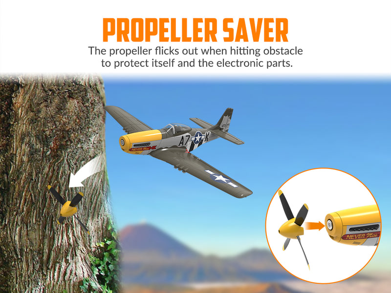 VOLANTEXRC 500MM Mustang P51 Brushless with Gyro Stabilizer 76802