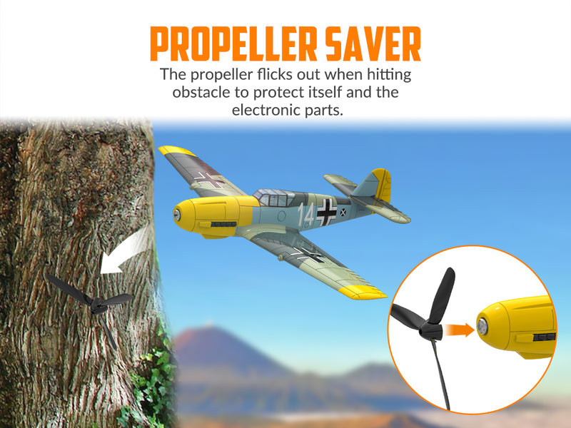 VOLANTEXRC BF 109 Avion télécommandé 4 canaux prêt à voler pour débutants avec système de stabilisation Xpilot (761-11) RTF