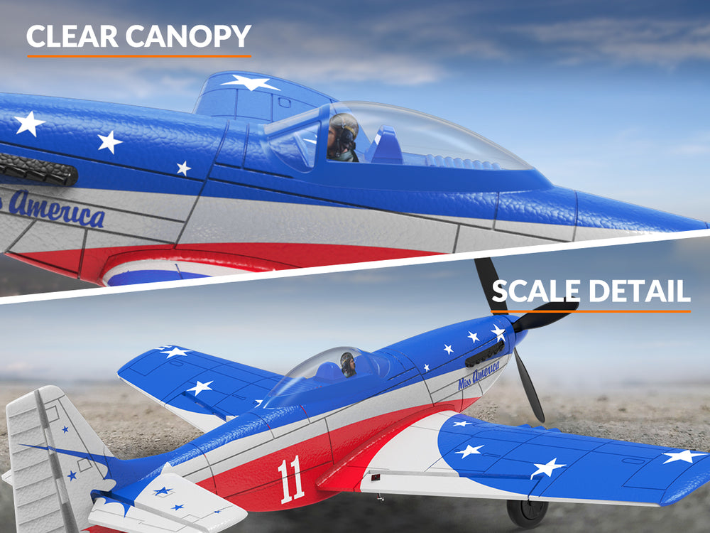 VOLANTEXRC Miss America 4-CH RC Plane RTF with Xpilot Stabilizer (76105)