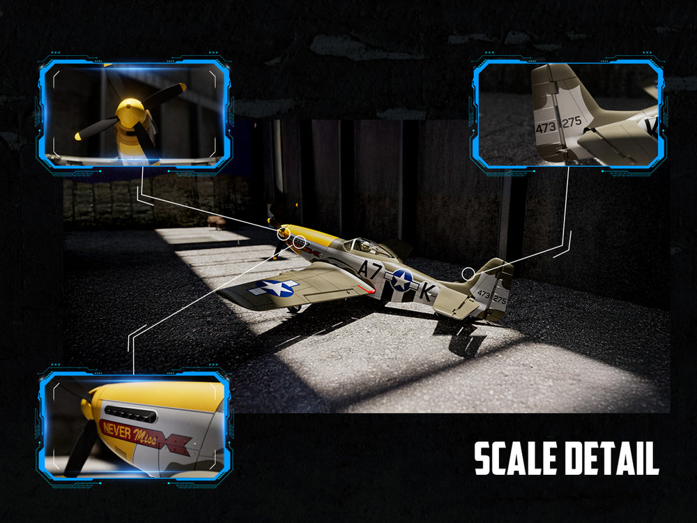 VOLANTEXRC P-51 Mustang Brushless RC Plane 500mm RTF with Gyro