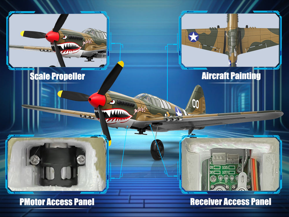 VOLANTEXRC P40 Warhawk RC Plane 4CH RTF with XPilot Stabilization