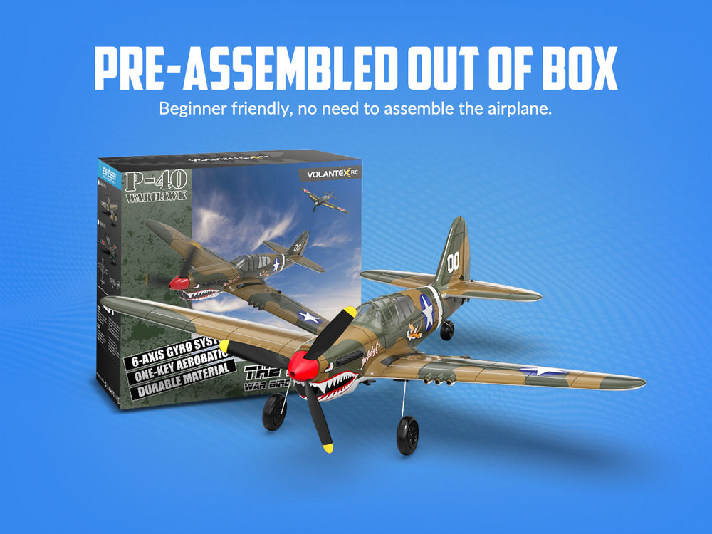 VOLANTEXRC P40 Warhawk RC Plane 4CH RTF with XPilot Stabilization