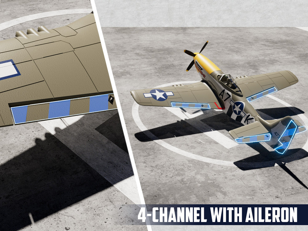 VOLANTEXRC P-51 Mustang Brushless RC Plane 500mm RTF with Gyro